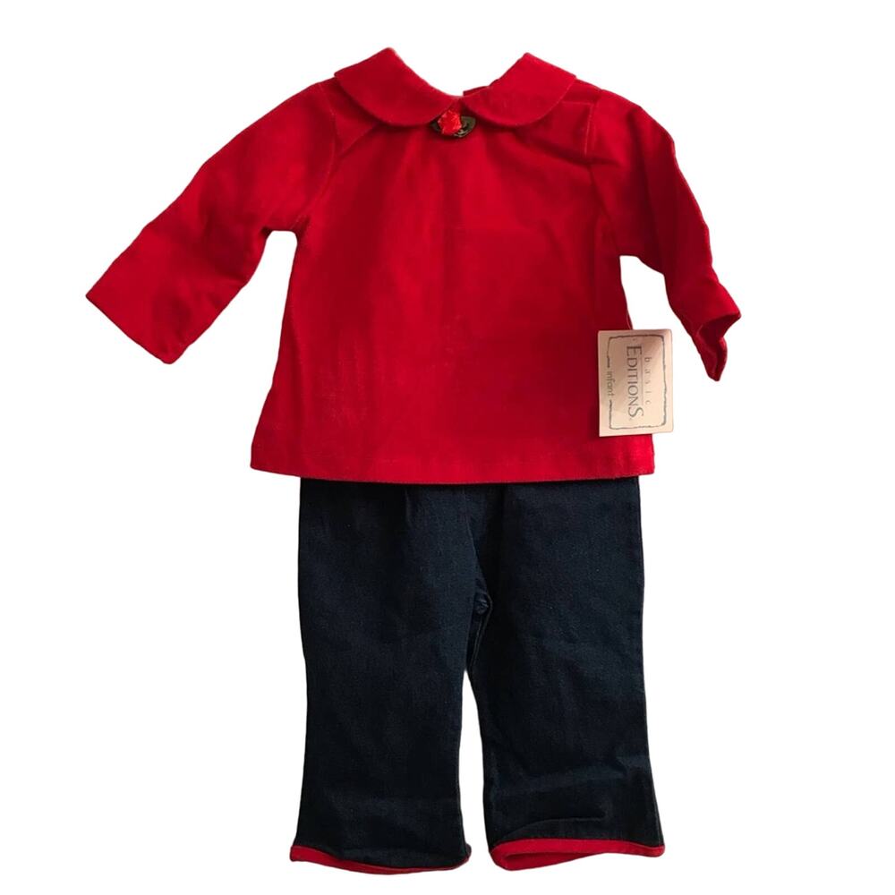 Basic Editions Red Rose Infant girls 2 piece pant set 12 months